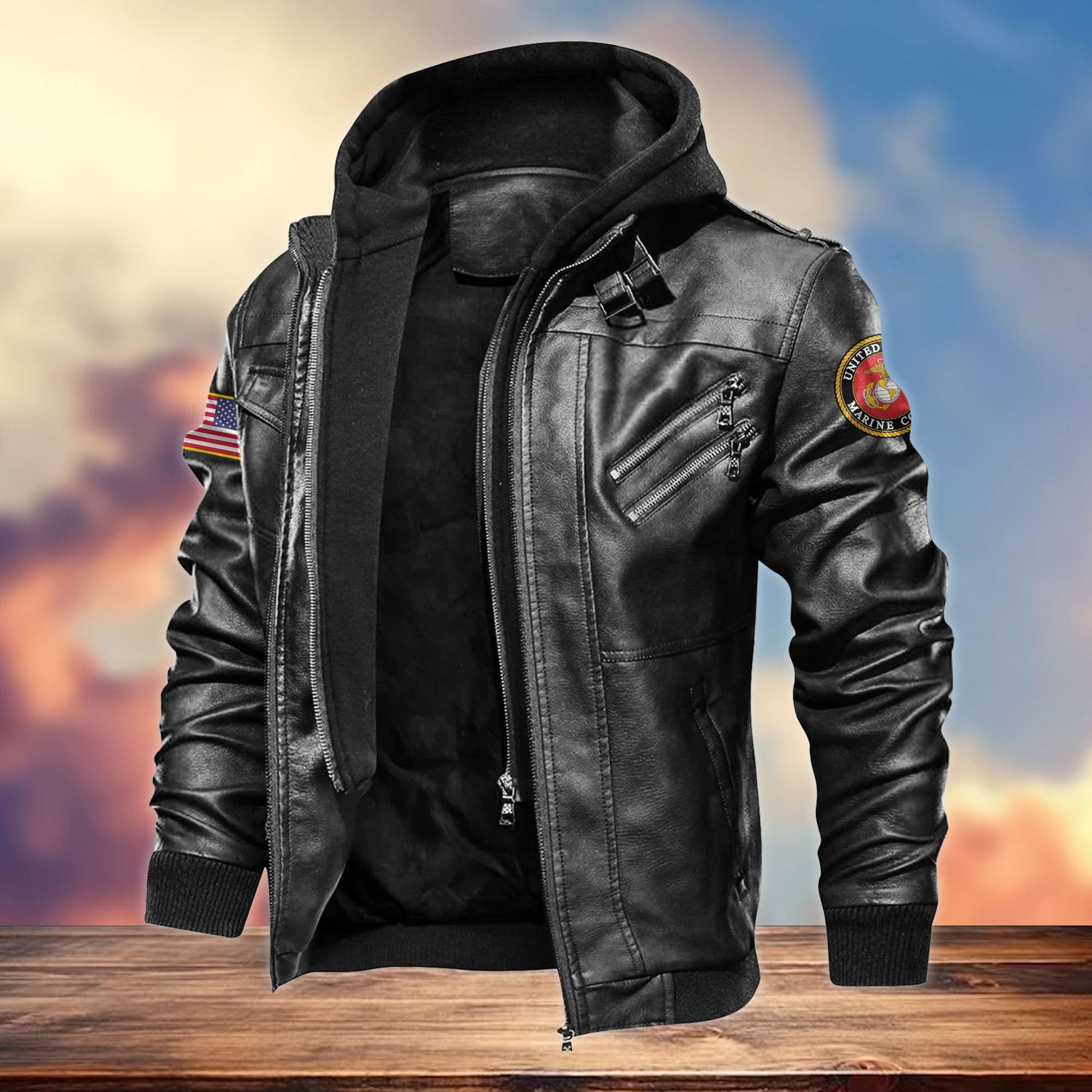 Premium U.S. Veterans Leather Jacket hu300913 | Veteran Gift