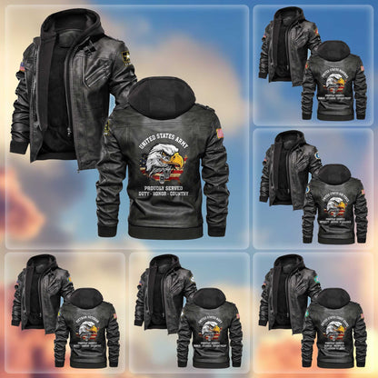 Premium U.S. Veterans Leather Jacket hu300913 | Veteran Gift