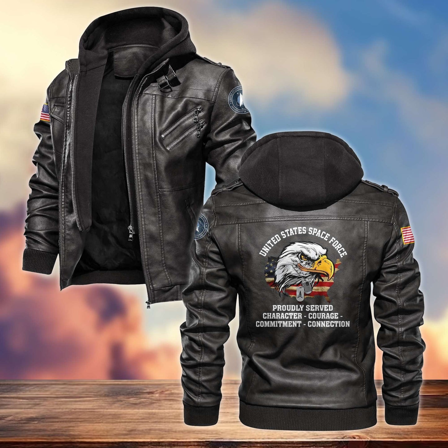 Premium U.S. Veterans Leather Jacket hu300913 | Veteran Gift