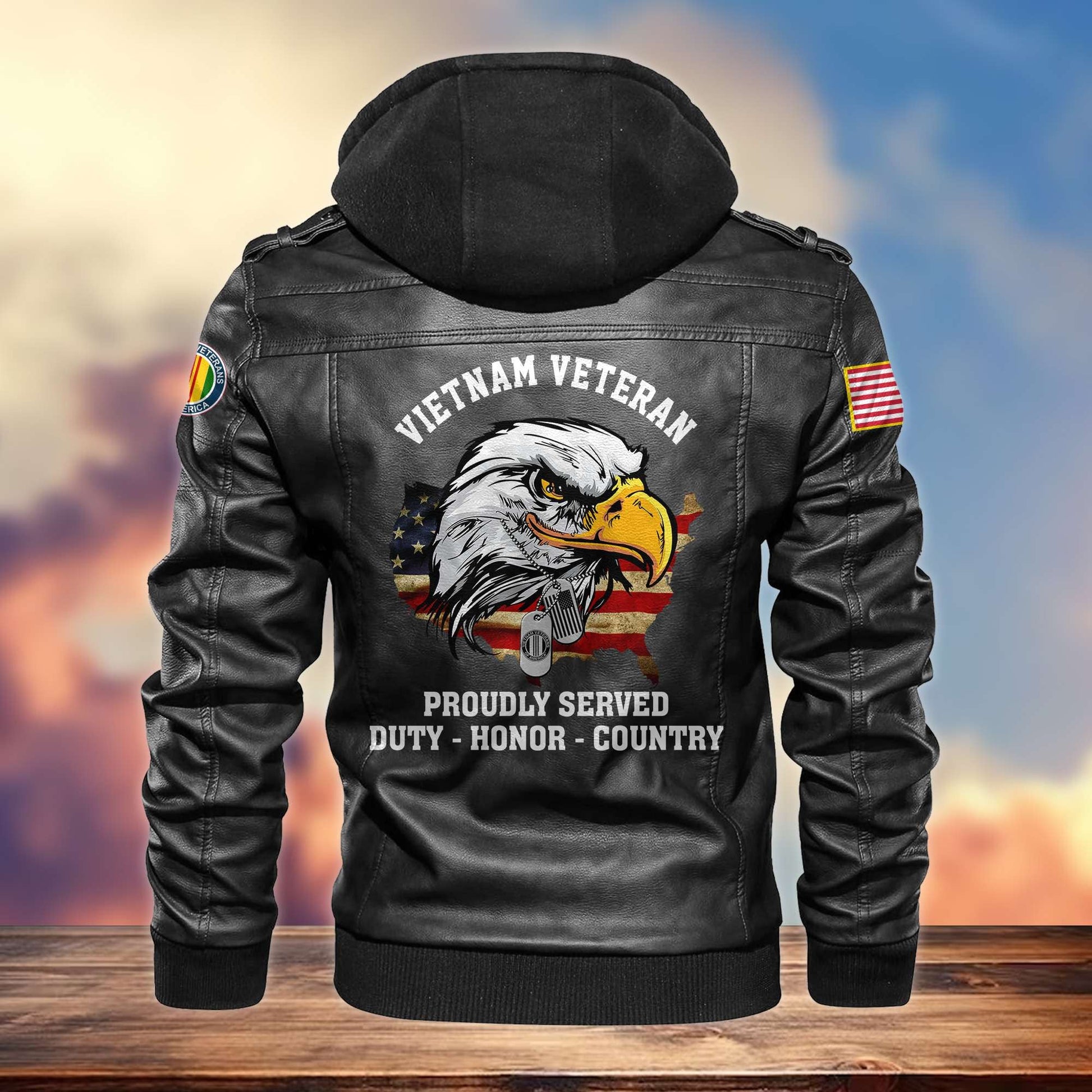 Premium U.S. Veterans Leather Jacket hu300913 | Veteran Gift