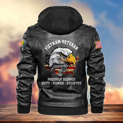 Premium U.S. Veterans Leather Jacket hu300913 | Veteran Gift