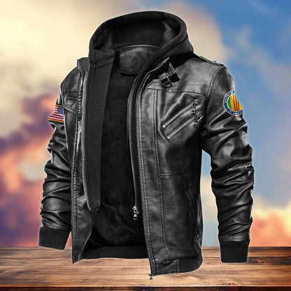 Premium U.S. Veterans Leather Jacket hu300913 | Veteran Gift