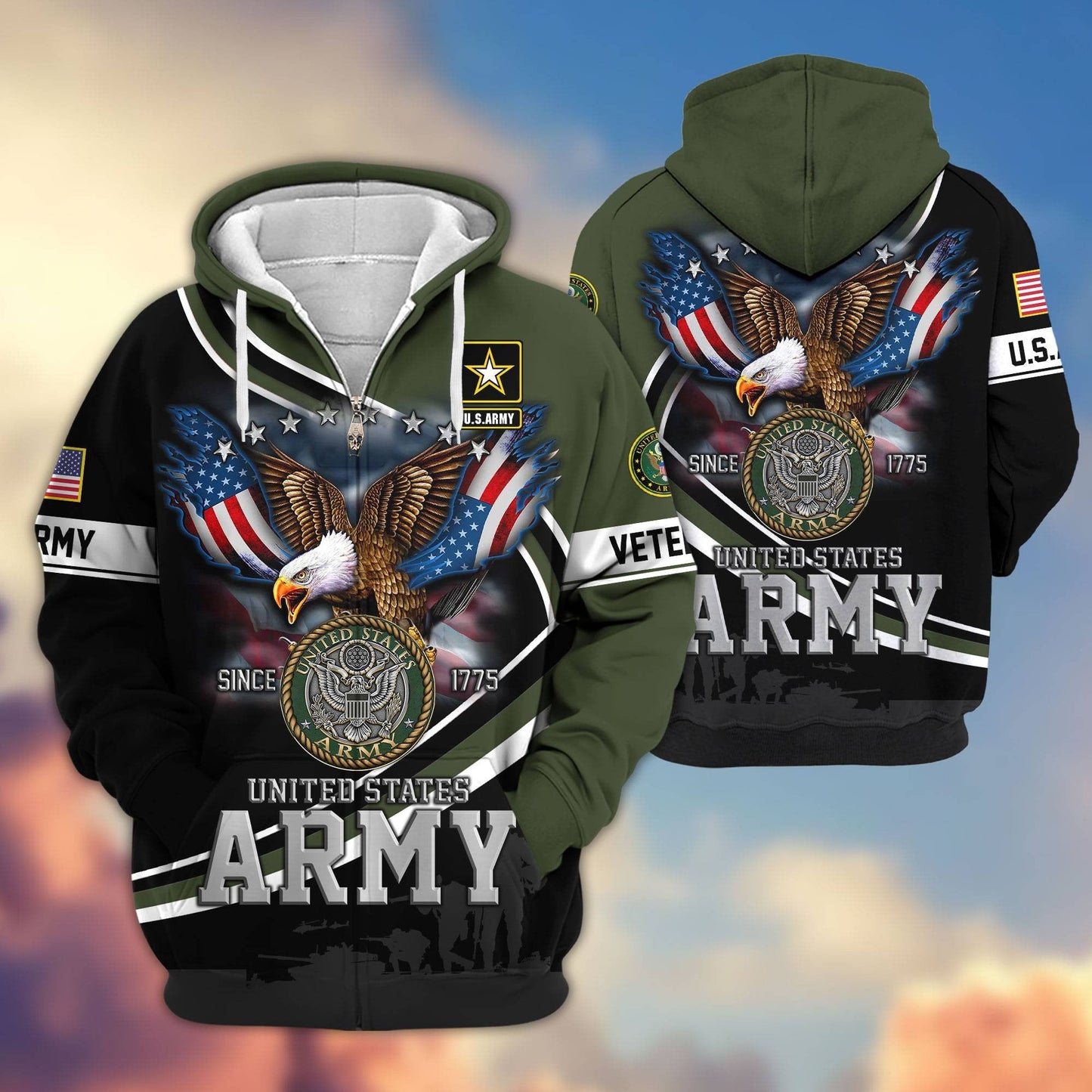 Premium U.S. Veterans Zip Hoodie HG211012 | Veteran Gift
