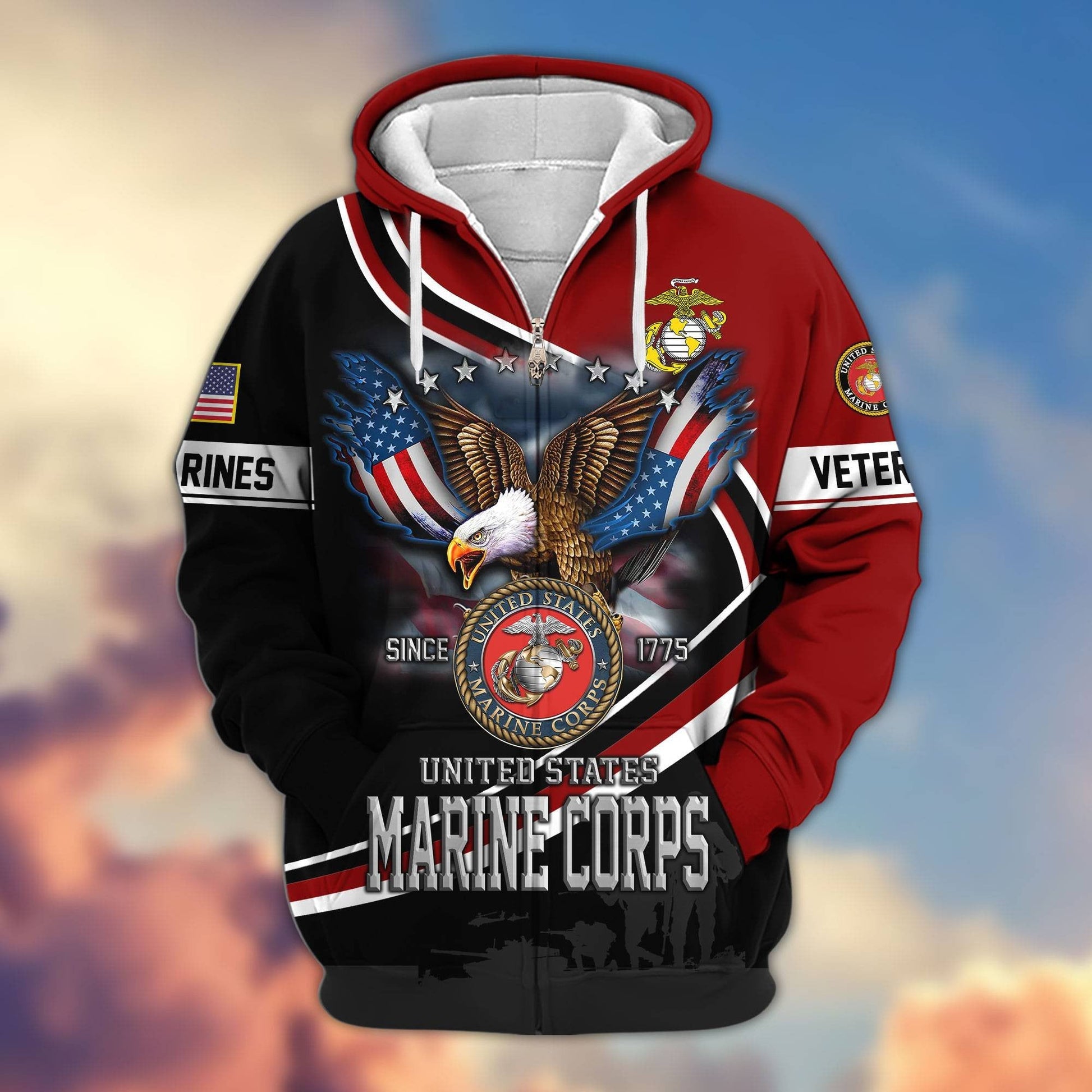 Premium U.S. Veterans Zip Hoodie HG211012 | Veteran Gift