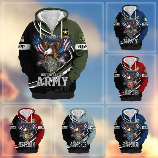 Premium U.S. Veterans Zip Hoodie HG211012 | Veteran Gift