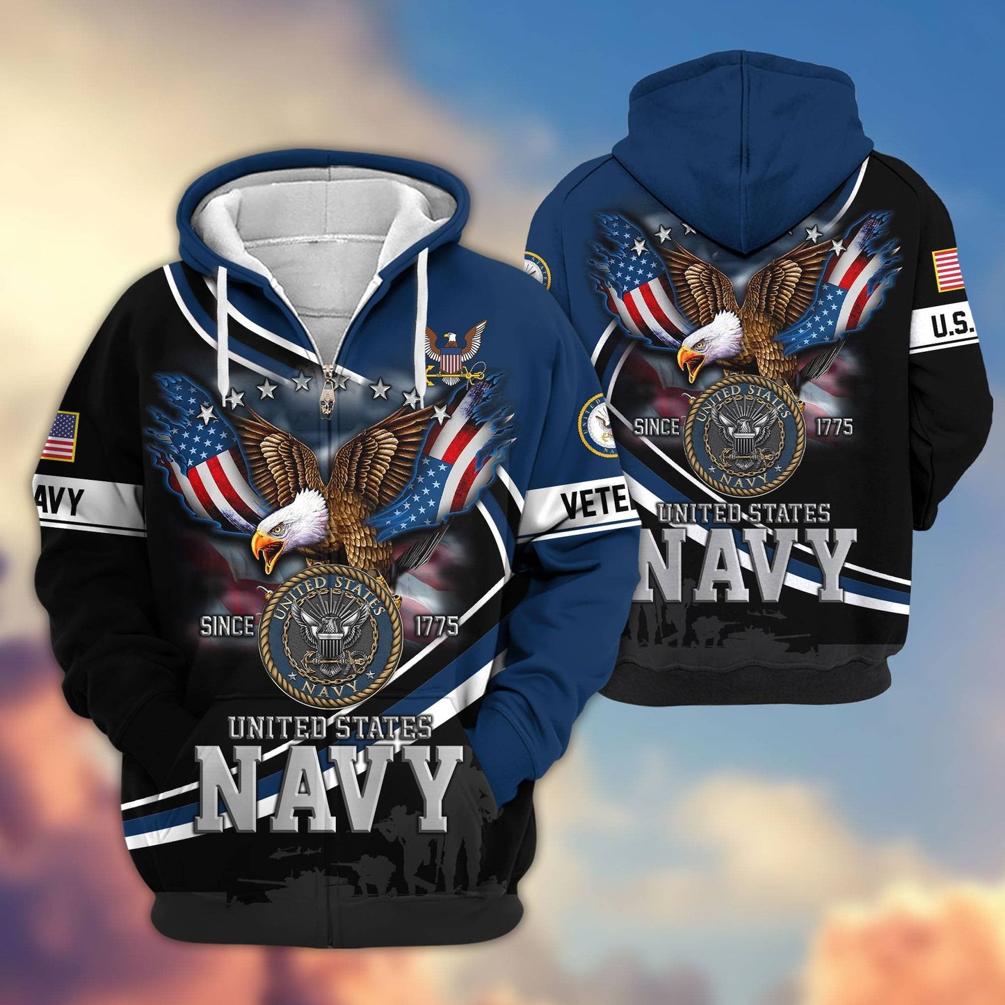 Premium U.S. Veterans Zip Hoodie HG211012 | Veteran Gift