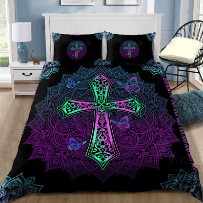 Ornate Mandala Cross Bedding Set | Christian Gift