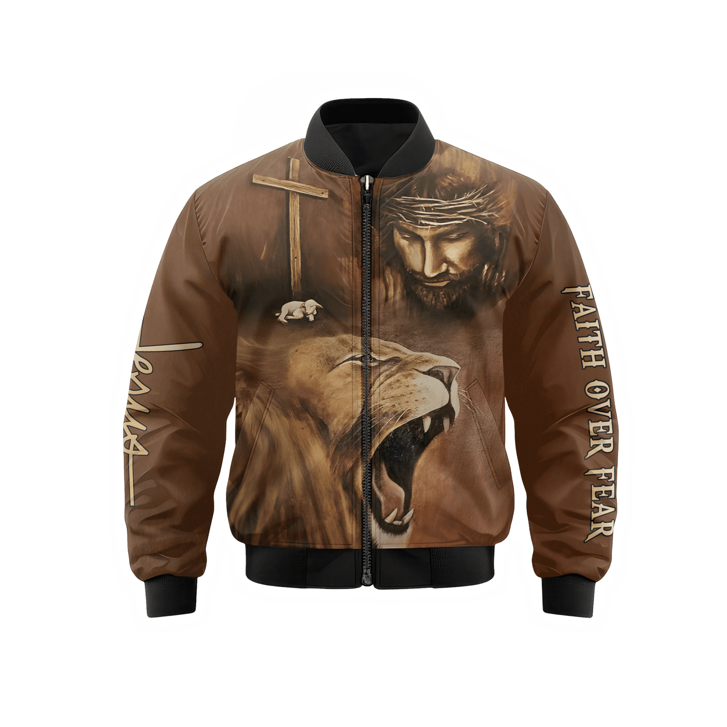 "Faith Over Fear" Jesus Christ Zip Hoodie | Christian Gift