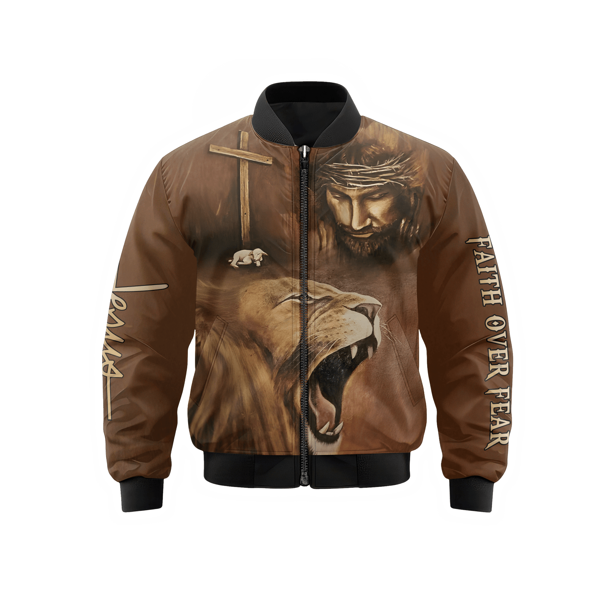 "Faith Over Fear" Jesus Christ Zip Hoodie | Christian Gift