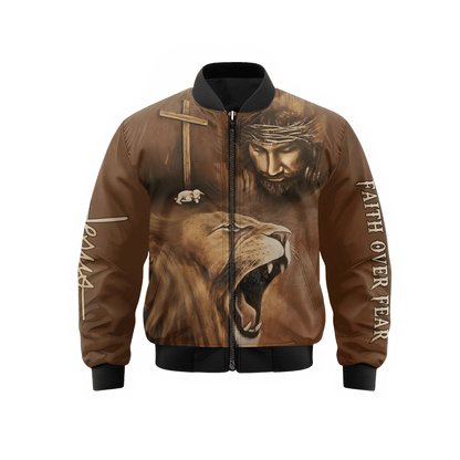 "Faith Over Fear" Jesus Christ Zip Hoodie | Christian Gift