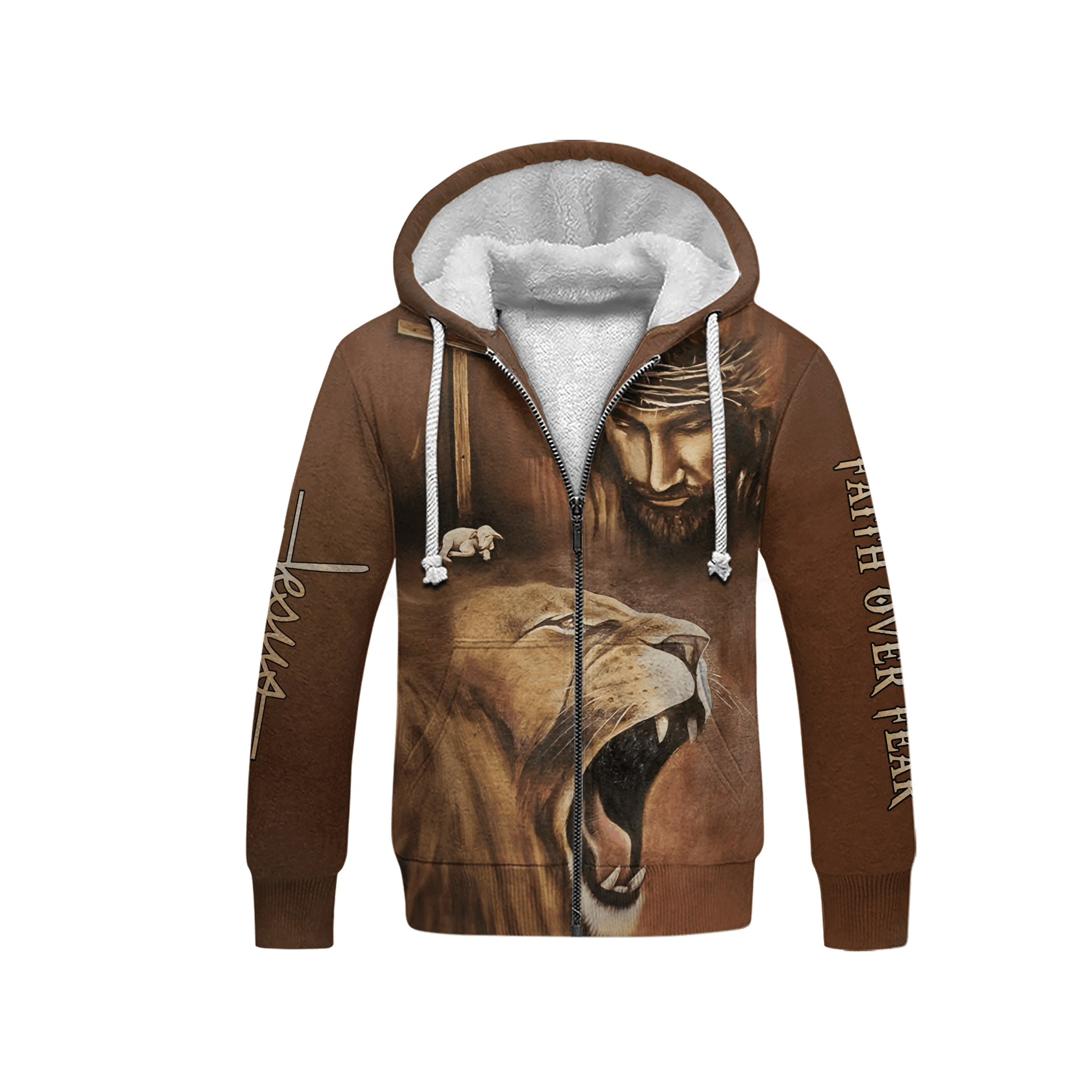 "Faith Over Fear" Jesus Christ Zip Hoodie | Christian Gift