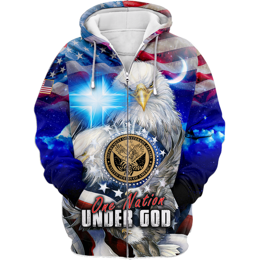 One nation under God- All Over Prints Hoodie Shirt | Christian Gift