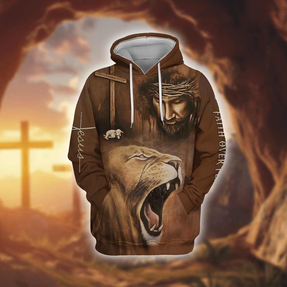 "Faith Over Fear" Jesus Christ Zip Hoodie | Christian Gift
