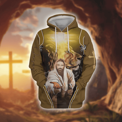 He Leads Me Faith Zip Hoodie | Christian Gift
