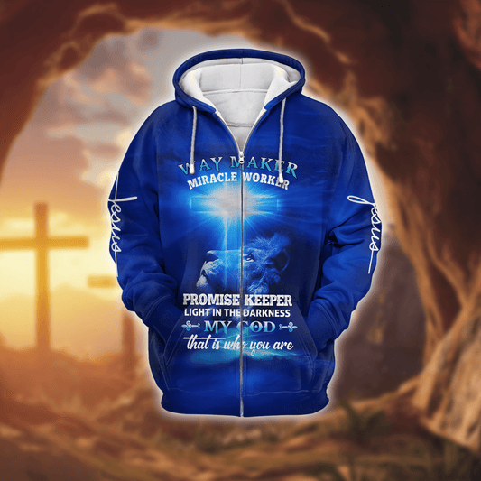 Lion of Judah "Way Maker" Zip Hoodie | Christian Gift