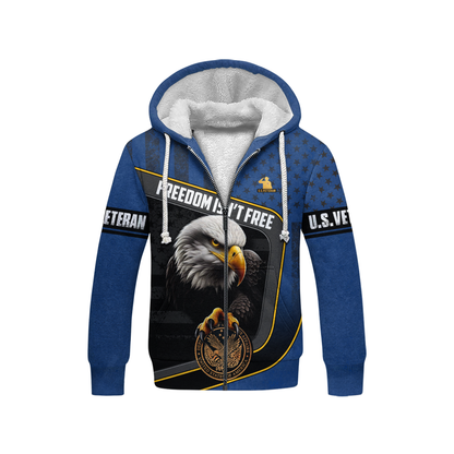 U.S. Veteran Hoodie – Freedom Isn’t Free, Bald Eagle and Military Seal Patriotic Zip Up