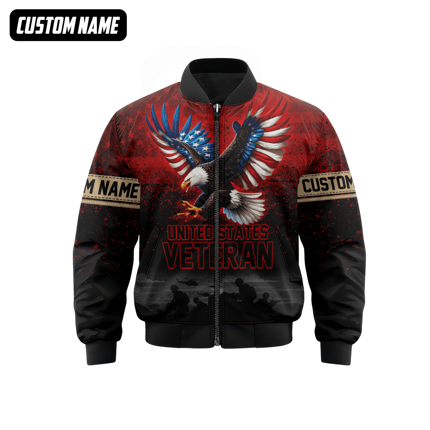U.S. Veteran Hoodie – All Gave Some Some Gave All, Eagle with Flag Wings Zip Up