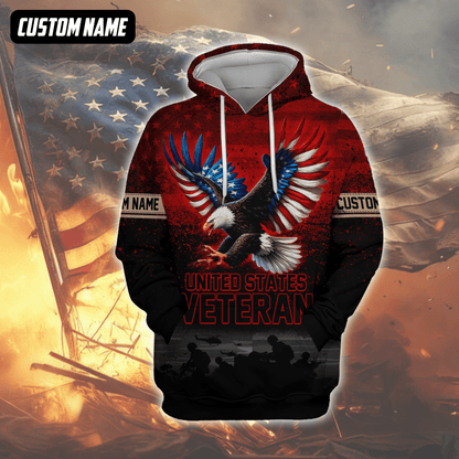 U.S. Veteran Hoodie – All Gave Some Some Gave All, Eagle with Flag Wings Zip Up