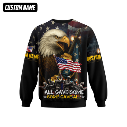 U.S. Veteran Hoodie – All Gave Some Some Gave All, Eagle Holding American Flag Zip Up