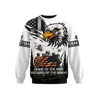 U.S. Veteran Hoodie – Home of the Free Because of the Brave, American Eagle Zip Up
