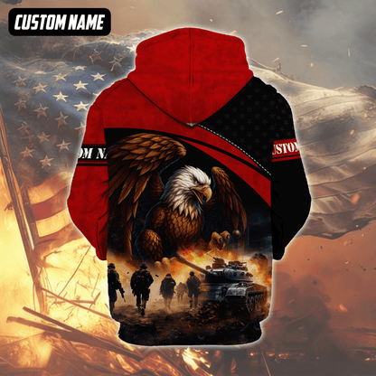 U.S. Veteran Hoodie – All Gave Some Some Gave All, Bald Eagle and Battlefield Zip Up