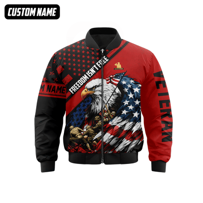 U.S. Veteran Hoodie – Freedom Isn’t Free, Bald Eagle with Flag and Soldiers Design