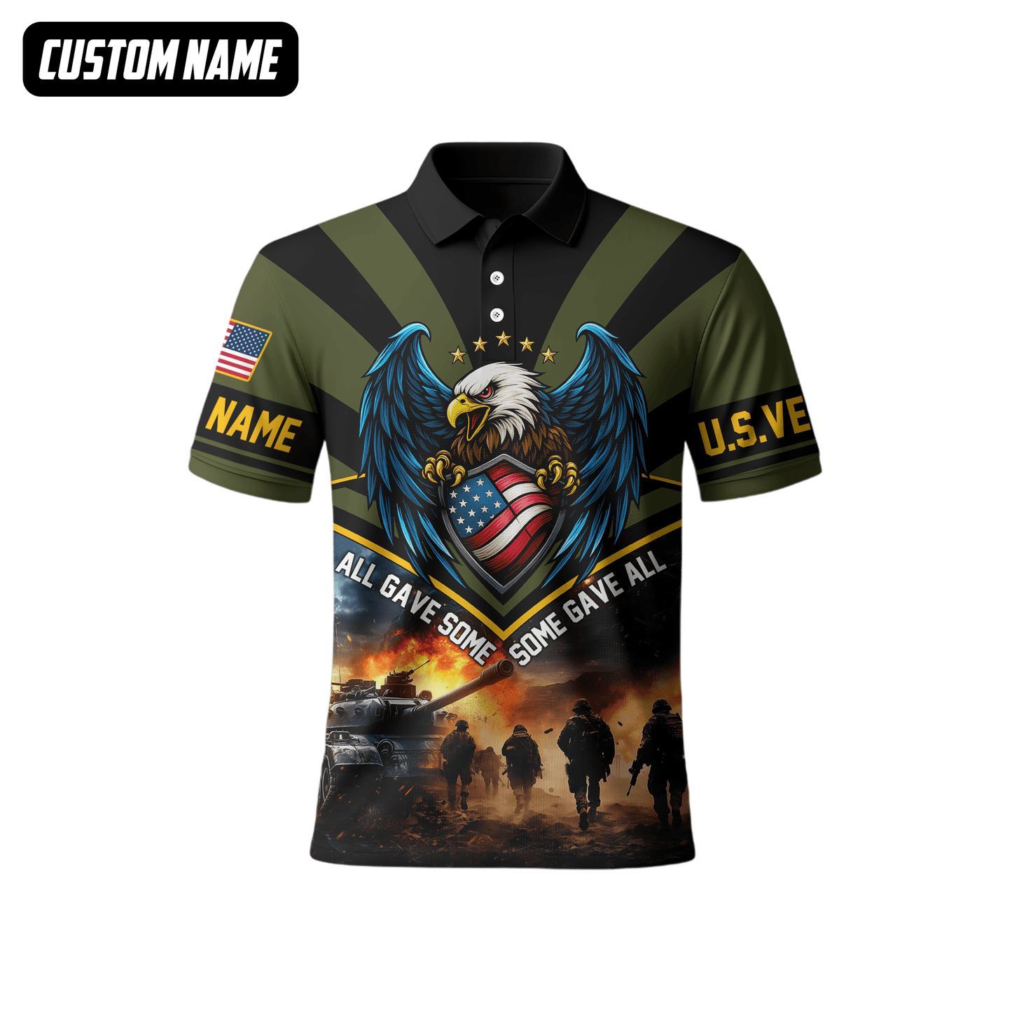 U.S. Veteran Hoodie – All Gave Some Some Gave All, Eagle with Flag Shield Zip Up