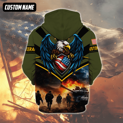 U.S. Veteran Hoodie – All Gave Some Some Gave All, Eagle with Flag Shield Zip Up