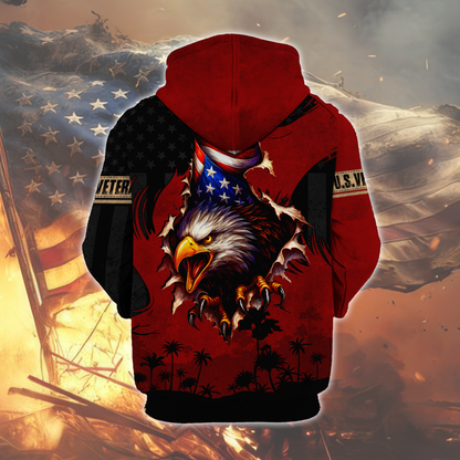 U.S. Veteran Eagle Zip Hoodie | Patriotic Gift