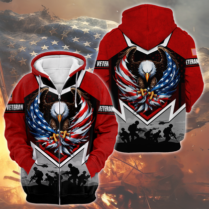 U.S. Veteran Eagle Zip Hoodie | Patriotic Gift