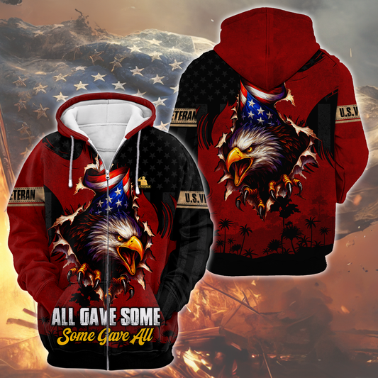 U.S. Veteran Eagle Zip Hoodie | Patriotic Gift