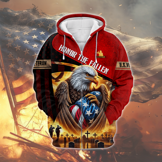 Honnor the fallen Zip Hoodie for Veterans | Veteran Gift