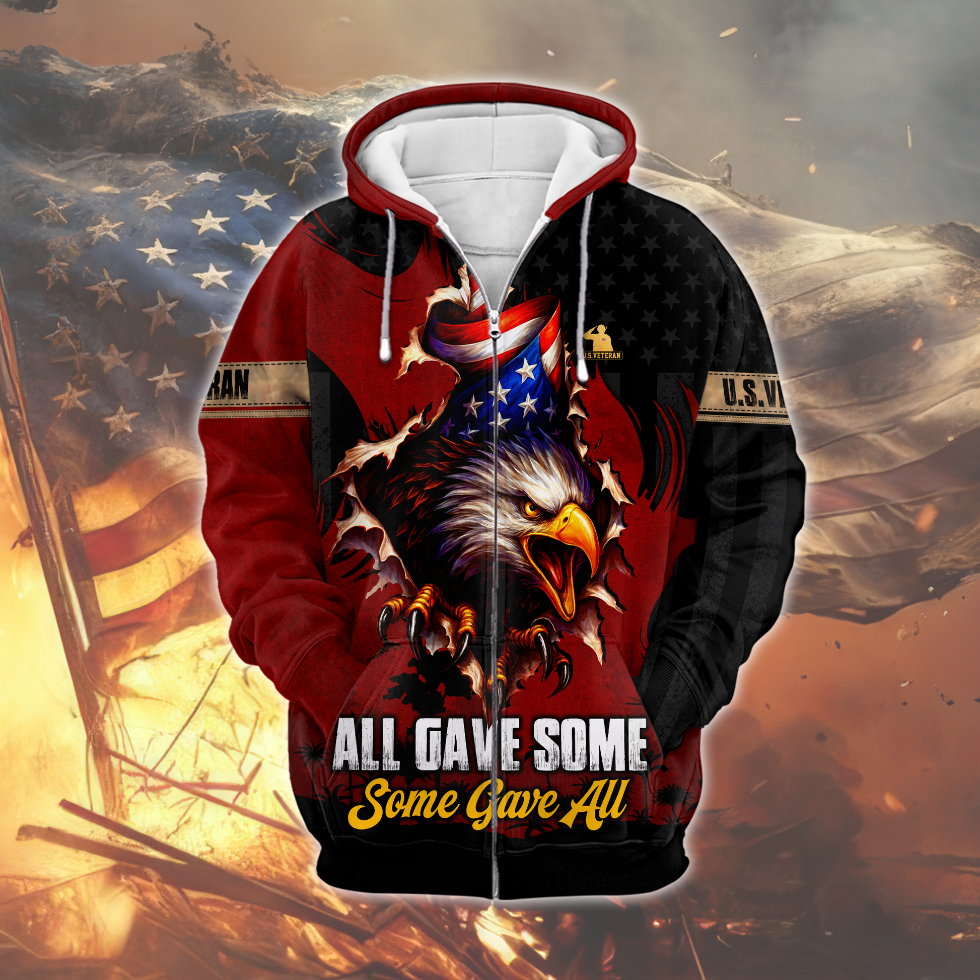 U.S. Veteran Eagle Zip Hoodie | Patriotic Gift