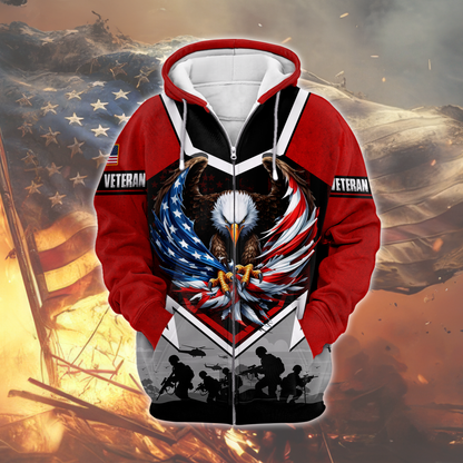 U.S. Veteran Eagle Zip Hoodie | Patriotic Gift