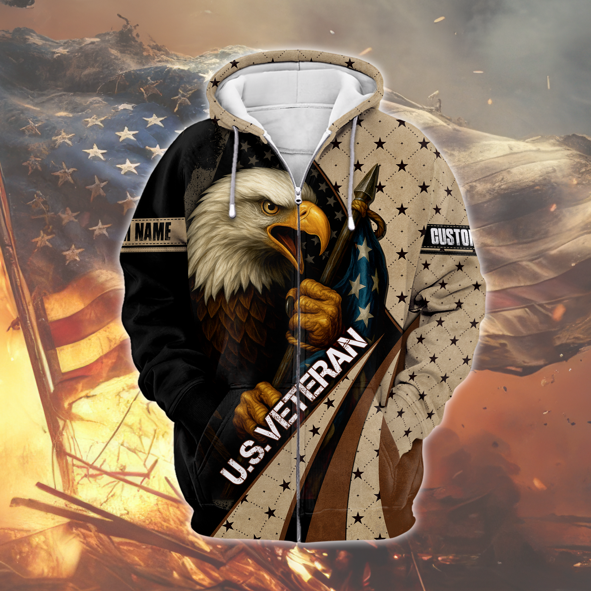 U.S. Veteran Eagle Zip Hoodie | Patriotic Gift
