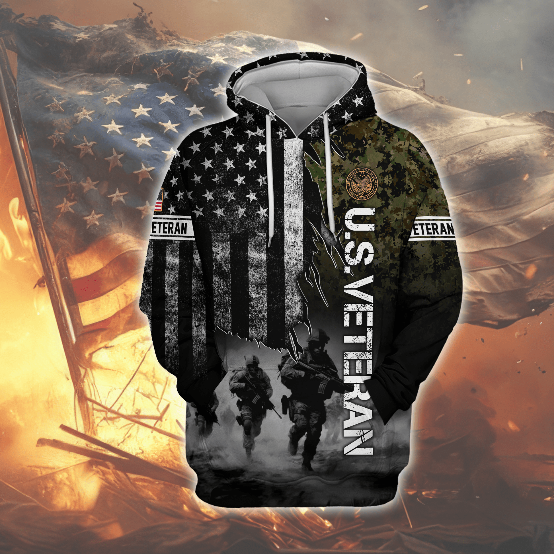 U.S. Coast Guard American Flag Hoodie | Patriotic Gift