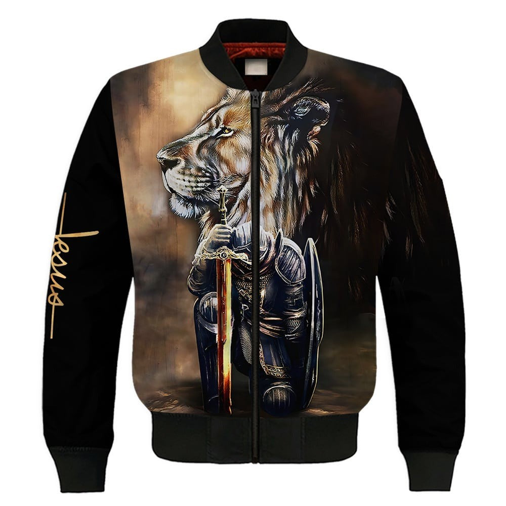 Armor of God Lion & Knight Zip Hoodie | Christian Gift