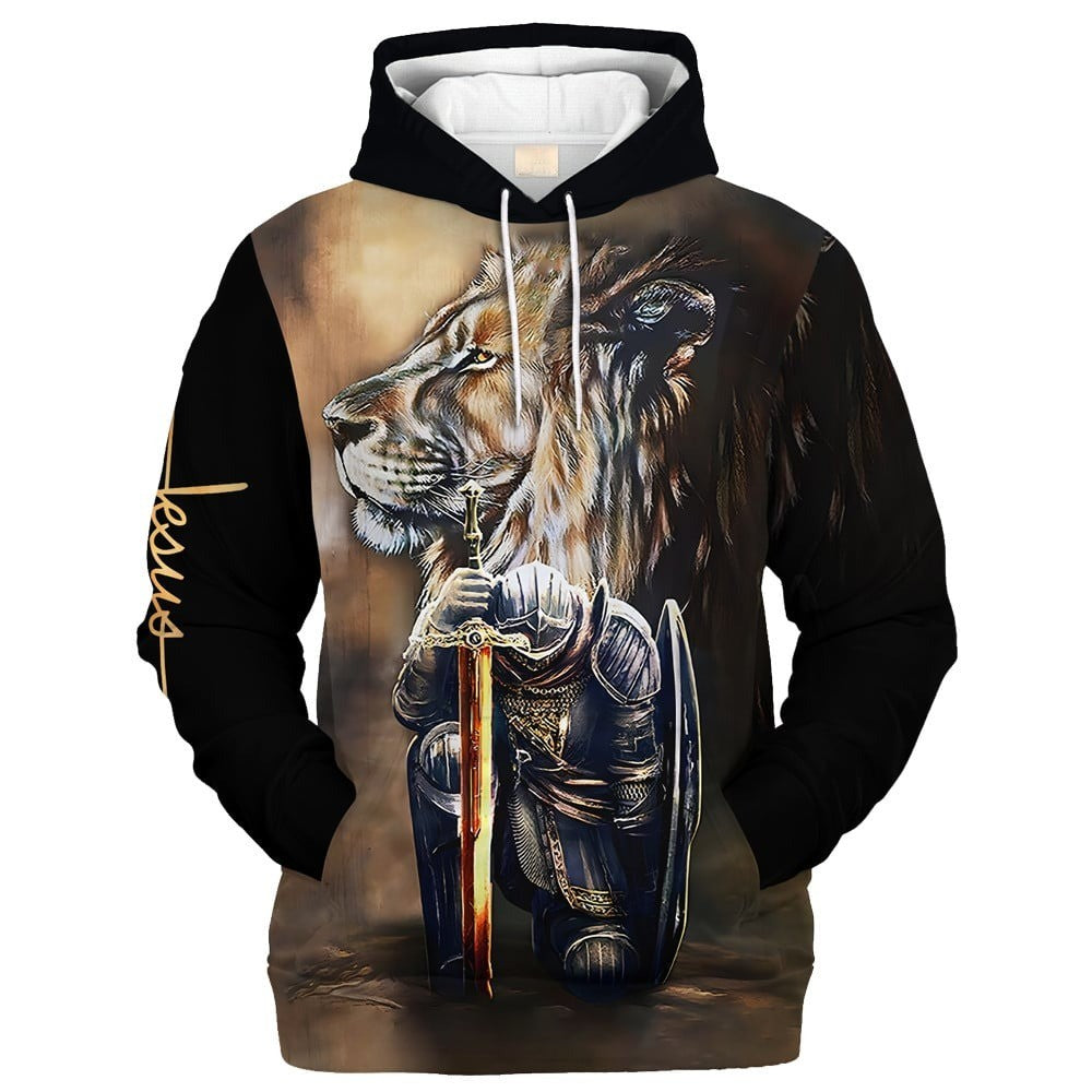 Armor of God Lion & Knight Zip Hoodie | Christian Gift