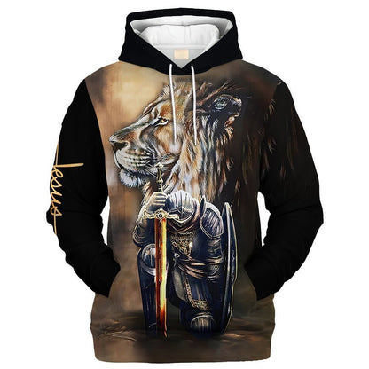 Armor of God Lion & Knight Zip Hoodie | Christian Gift