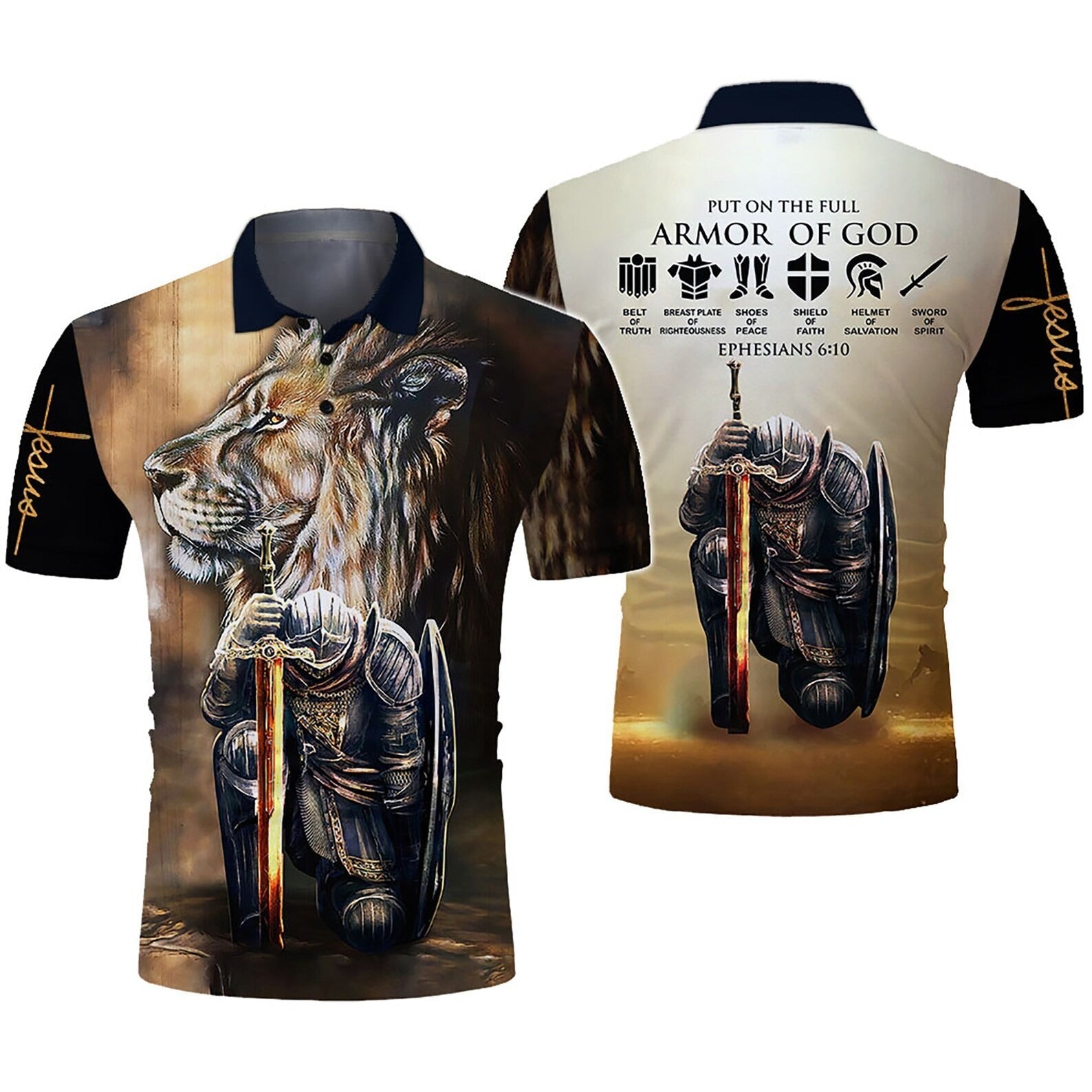 Armor of God Lion & Knight Zip Hoodie | Christian Gift